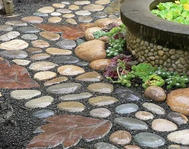 walkway loose pebble natural stone pathways and walkways